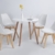 4er Set Esszimmerstühle mit Massivholz Buche Bein, Retro Design Gepolsterter lStuhl Küchenstuhl Holz, Weiß - 