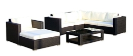 Baidani Gartenmöbel-Sets 10c00020.00001 Designer Lounge-Wohnlandschaft Sunset, Eck-Sofa, 1 Sessel, 1 Hocker, 1 Couchtisch mit Glasplatte, schwarz -