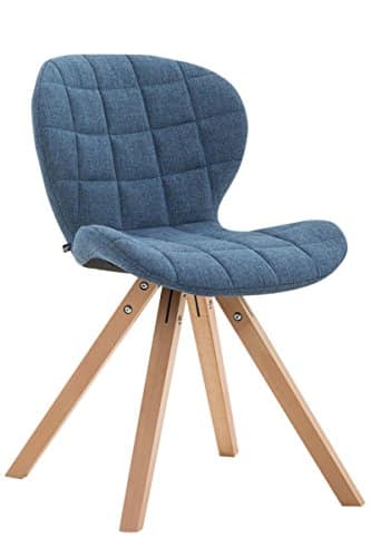 CLP Design Retro-Stuhl ALYSSA, Bein-Form square, Stoff-Sitz gepolstert, Lounge-Sessel, Buchenholz-Gestell, Blau, Gestellfarbe: Natura - 