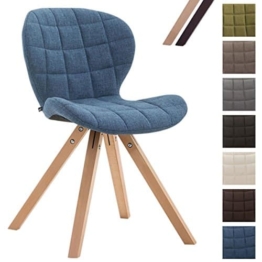 CLP Design Retro-Stuhl ALYSSA, Bein-Form square, Stoff-Sitz gepolstert, Lounge-Sessel, Buchenholz-Gestell, Blau, Gestellfarbe: Natura -
