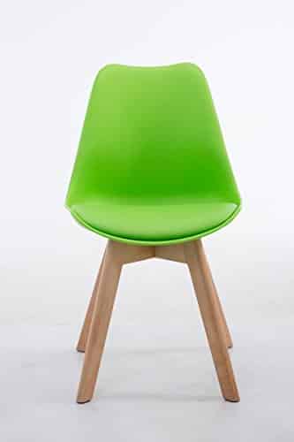 CLP Design Retro Stuhl BORNEO V2, Besucherstuhl mit Holzgestell, Materialmix aus Kunststoff und Kunstleder Grün, Gestellfarbe: natura - 