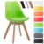 CLP Design Retro Stuhl BORNEO V2, Besucherstuhl mit Holzgestell, Materialmix aus Kunststoff und Kunstleder Grün, Gestellfarbe: natura -