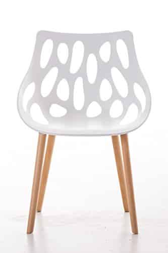 CLP Design Retro Stuhl HAILEY, max. belastbar bis 150 kg, Materialmix Kunststoff / Buchenholz, Sitzhöhe 44 cm Weiß - 