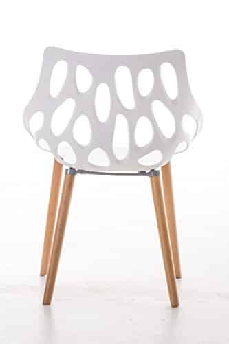 CLP Design Retro Stuhl HAILEY, max. belastbar bis 150 kg, Materialmix Kunststoff / Buchenholz, Sitzhöhe 44 cm Weiß - 