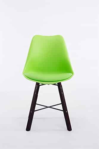 CLP Design Retro Stuhl LAFFONT, Sitz Kunststoff / Kunstleder Grün, Holzgestell Farbe cappuccino - 