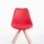 CLP Design Retro-Stuhl TOULOUSE SQUARE, Kunststoff-Lehne, Kunstleder-Sitz gepolstert Rot, Holzgestell Farbe natura, Bein-Form eckig - 