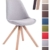 CLP Design Retro-Stuhl TOULOUSE SQUARE, Stoffbezug gepolstert Grau, Holzgestell Farbe natura, Bein-Form eckig -