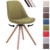 CLP Design Retro-Stuhl TROYES RUND, Stoff-Sitz, gepolstert, drehbar Grün, Holzgestell Farbe natura, Bein-Form rund -
