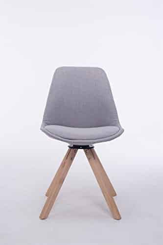 CLP Design Retro-Stuhl TROYES SQUARE, Stoff-Sitz gepolstert, drehbar Grau, Holzgestell Farbe natura, Bein-Form eckig - 