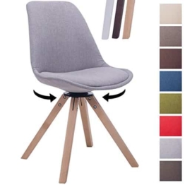 CLP Design Retro-Stuhl TROYES SQUARE, Stoff-Sitz gepolstert, drehbar Grau, Holzgestell Farbe natura, Bein-Form eckig -