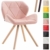 CLP Design Retro-Stuhl TYLER, Bein-Form rund, Kunstleder-Sitz gepolstert, Buchenholz-Gestell, Pink, Gestellfarbe: Natura -
