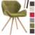 CLP Design Retro-Stuhl TYLER, Bein-Form rund, Stoff-Sitz gepolstert, Buchenholz-Gestell, Grün, Gestellfarbe: Natura -