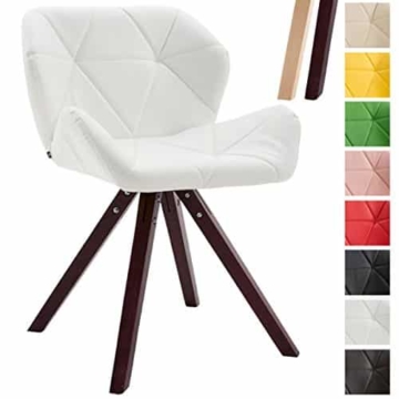 CLP Design Retro-Stuhl TYLER, Bein-Form square, Kunstleder-Sitz gepolstert, Buchenholz-Gestell, Weiß, Gestellfarbe: Cappuccino -