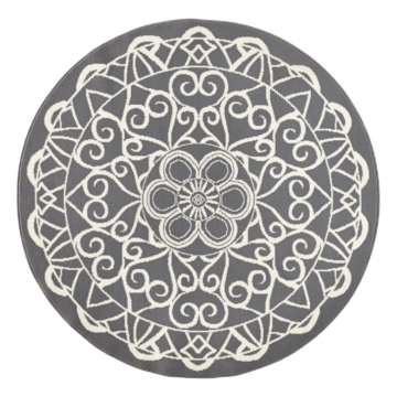 Teppich Mandala - Kunstfaser - Grau, Zala Living