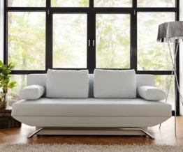 DELIFE Schlafsofa Cady 200x90 cm Weiss Couch mit Schlaffunktion, Schlafsofas