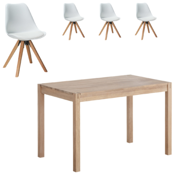 Essgruppe Ascona/Blokhus (70x115, 4 Stühle, weiß)