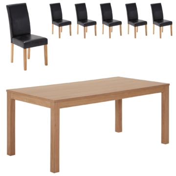 Essgruppe Himmerland/Tureby (180x90, 6 Stühle, schwarz)