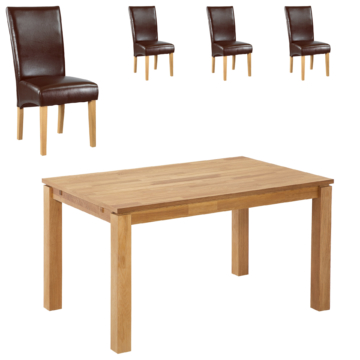 Essgruppe Royal Borg/Tom (90x140, 4 Stühle, braun)