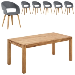 Essgruppe Royal Oak/Holstebro (180x90, 6 Stühle, anthrazit)