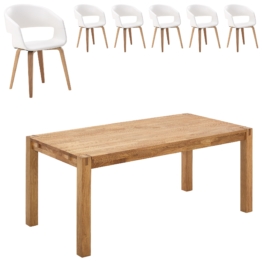 Essgruppe Royal Oak/Holstebro (180x90, 6 Stühle, weiß)