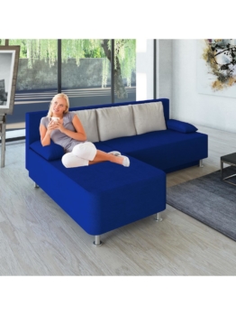 Ecksofa Bettsofa Schlafsofa Couch mit Schlaffunktion ´Magota Blau´ 81 x 203 x 78 cm VCM Blau