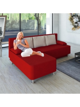 Ecksofa Bettsofa Schlafsofa Couch mit Schlaffunktion ´Magota Rot´ 81 x 203 x 78 cm VCM Rot