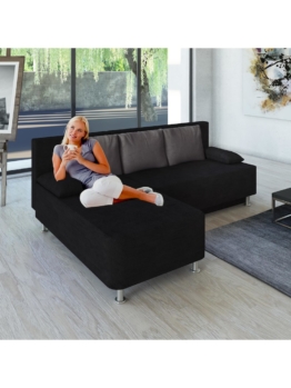 Ecksofa Bettsofa Schlafsofa Couch mit Schlaffunktion ´Magota Schwarz´ 81 x 203 x 78 cm VCM Schwarz