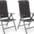 BRUBAKER 2er Set Gartenstühle Milano - Gepolsterte Klappstühle - 8-fach verstellbare Rückenlehnen - Stühle aus Aluminium - Wetterfest - Silbergrau - 1