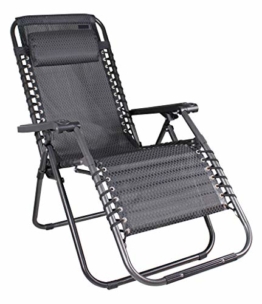Relaxsessel mit Kopfkissen in grau - stufenlos verstellbar - Sonnenliege Hochlehner Gartenliege Gartenstuhl Liegestuhl klappbar - 1