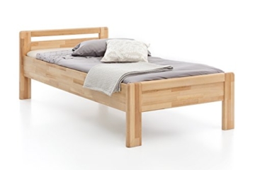WOODLIVE DESIGN BY NATURE Massivholz-Bett aus Kernbuche, als Seniorenbett geeignet, in Komforthöhe, geöltes Einzel- und Komfortbett mit Kopfteil (90 x 200 cm) - 1