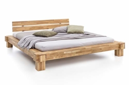 WOODLIVE DESIGN BY NATURE Massivholz-Bett Kavas aus Wildeiche, Balkenbett, massives Holzbett als Doppel- und Komfortbett verwendbar (200 x 200 cm) - 1
